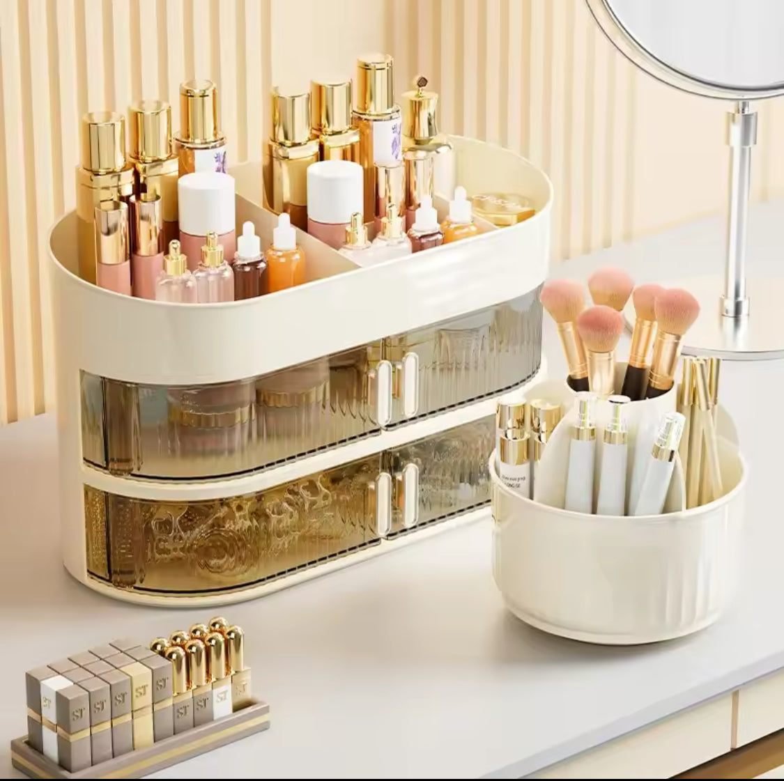 3Layer Cosmetic Organizer, 360-degree Rotating Makeup Organizer, Fashion Crystal Display Stand, Regular Cosmetic Jewellery Organizer 3Layer Cosmetic Organizer, 360-degree Rotating Makeup Organizer, Fashion Crystal Display Stand, Regular Cosmetic Jewellery Organizer